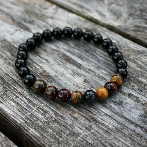 Unisex smooth Onyx/TigerEye Gemstone Bracelet